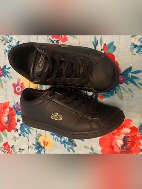 Lacoste Black Low-Top Sneakers with Green Croc Emblem